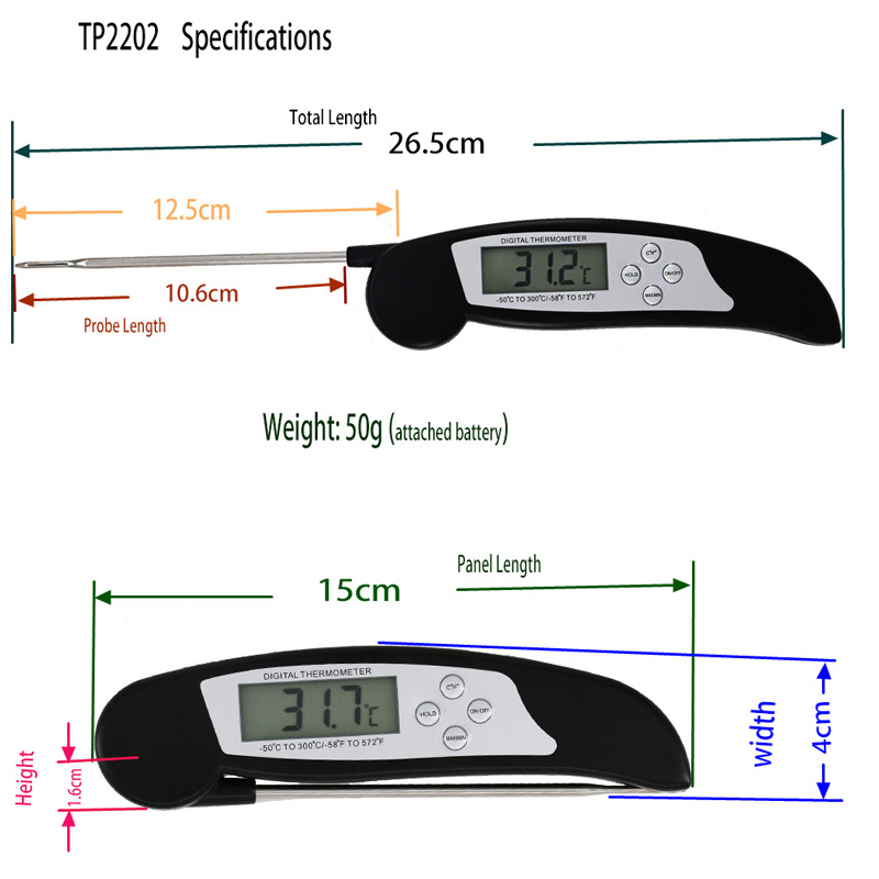 Thermomètre de barbecue de sonde de Digital avec le thermomètre de cuisson de grande précision de logo fait sur commande