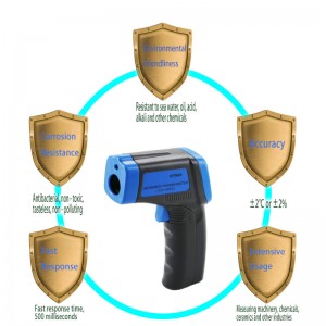 Thermomètre infrarouge noir bleu adapté aux besoins du client essai de 600 degrés pour industriel