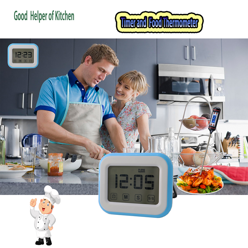 Bouton de cuisine tactile minuterie numérique 24 heures minuterie de cuisson magnétique avec réveil, support rétractable