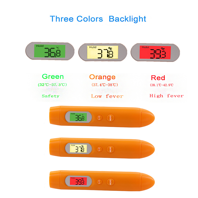 Nouveaux produits 2019 Thermomètre infrarouge pour usines et usines chinoises avec rétro-éclairages vert orange rouge
